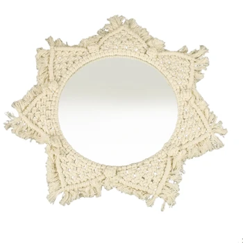 Macrame Mirror Handmade Tapestry Makeup Mirror Compact Home Bedroom Decorative Mirrors Wall Mirrors Bohemia Decorations 
Macrame Mirror Handmade Tapestry Makeup Mirror Compact Home Bedroom Decorative Mirrors Wall Mirrors Bohemia Decorations