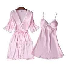 Spring And Summer Ice Silk Water-soluble Lace Nightdress Two-piece Set Comfortable And Breathable Satin Chiffon Women's Nightgow
Spring And Summer Ice Silk Water-soluble Lace Nightdress Two-piece Set Comfortable And Breathable Satin Chiffon Women's Nightgow