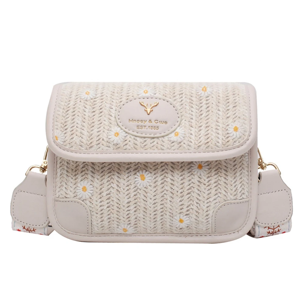 Women PU Leather Floral Crossbody Bag Straw Casual Style Daisy Shoulder Purse Messenger Bag for Daily Traveling
Women PU Leather Floral Crossbody Bag Straw Casual Style Daisy Shoulder Purse Messenger Bag for Daily Traveling