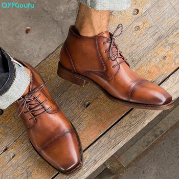 QYFCIOUFU New Men Martins Boots Genuine Leather Men Motorcycle Boots Lace-up Male Ankle Boots High-top Shoes Men's Casual Shoes 
QYFCIOUFU New Men Martins Boots Genuine Leather Men Motorcycle Boots Lace-up Male Ankle Boots High-top Shoes Men's Casual Shoes