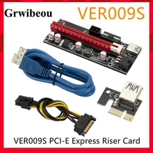

Grwibeou 10PCS VER009 USB 3.0 PCI-E Riser VER009S Express 1X 4X 8X 16X Extender Pcie Riser Adapter Card SATA 15PIn To 6Pin Power