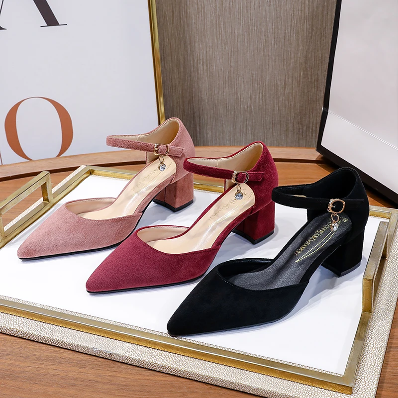 BaoYaFang 5cm Black Summer shoes Thick heels ankle strap Pointed Toe women's party dress shoes Lace-Up Buckle High Pumps 
BaoYaFang 5cm Black Summer shoes Thick heels ankle strap Pointed Toe women's party dress shoes Lace-Up Buckle High Pumps