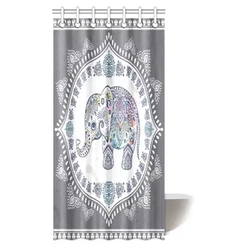 Bohemian Elephant Shower Curtain, Indian Lotus Cute Ethnic Elephant Polyester Fabric Bathroom Set with Hooks,
Bohemian Elephant Shower Curtain, Indian Lotus Cute Ethnic Elephant Polyester Fabric Bathroom Set with Hooks,