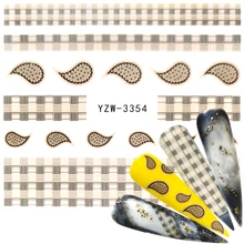 2020 1 PC ゴールデンチェック柄/花/葉の水転写デカールレースドリームキャッチャーデザインネイルアートスライダーポーランド装飾(China)