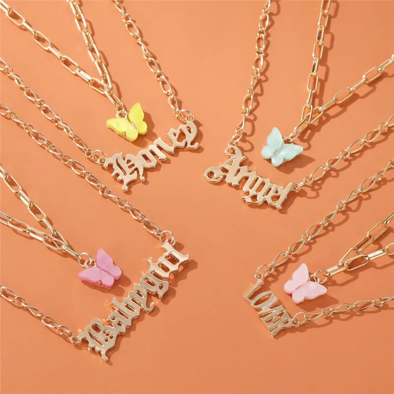 New Bohemian Cute Butterfly Multi-layer Choker Necklace For Women Gold Color Letter Number Clavicle Chain Necklace Jewelry Gifts
New Bohemian Cute Butterfly Multi-layer Choker Necklace For Women Gold Color Letter Number Clavicle Chain Necklace Jewelry Gifts