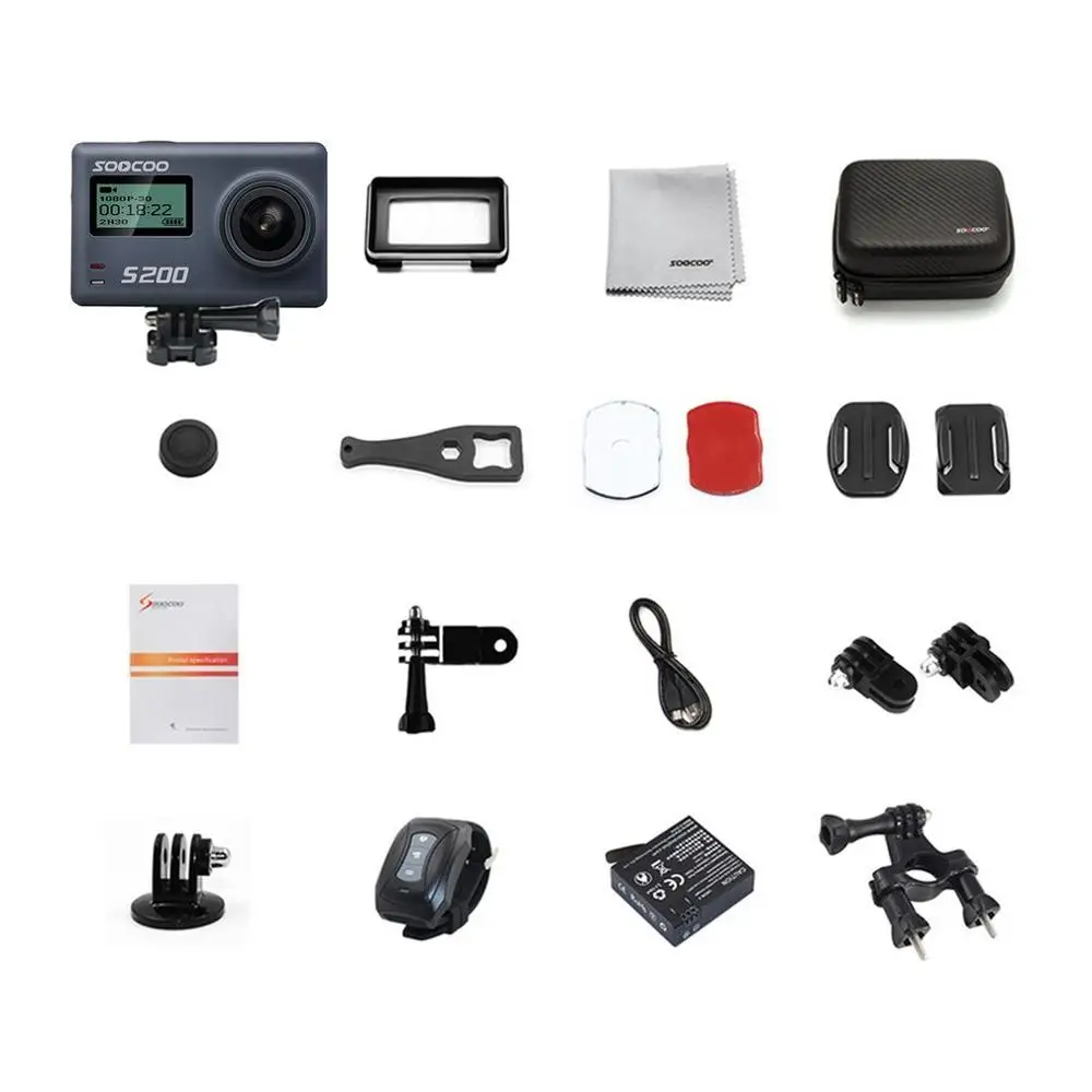 

SOOCOO S200 Action Camera Voice Control External Mic Ultra HD 4K NTK96660 + IMX078 With WiFi GPS 2.45" Touch LCD Screen