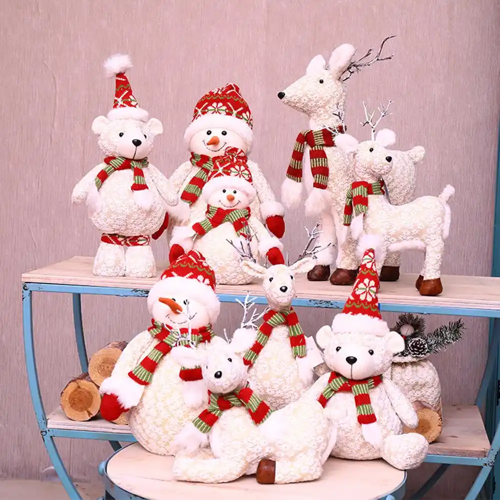 home santa claus soft snowman toys plush decoration cartoon