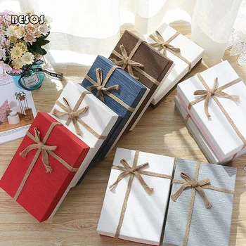 Simple Retro Hemp Rope Different Hit Color Party Birthday Activity Silk Scarf Picture Frame Pajamas Rectangular Paper Gift Box 
Simple Retro Hemp Rope Different Hit Color Party Birthday Activity Silk Scarf Picture Frame Pajamas Rectangular Paper Gift Box