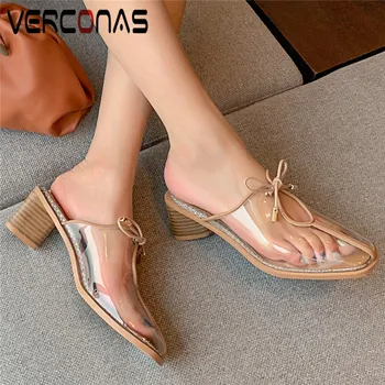 VERCONAS Women Brand Design Summer Concise Mules Slippers Square Toe High Heels Sandals Casual Shoes Lace Up Shoes Woman 
VERCONAS Women Brand Design Summer Concise Mules Slippers Square Toe High Heels Sandals Casual Shoes Lace Up Shoes Woman