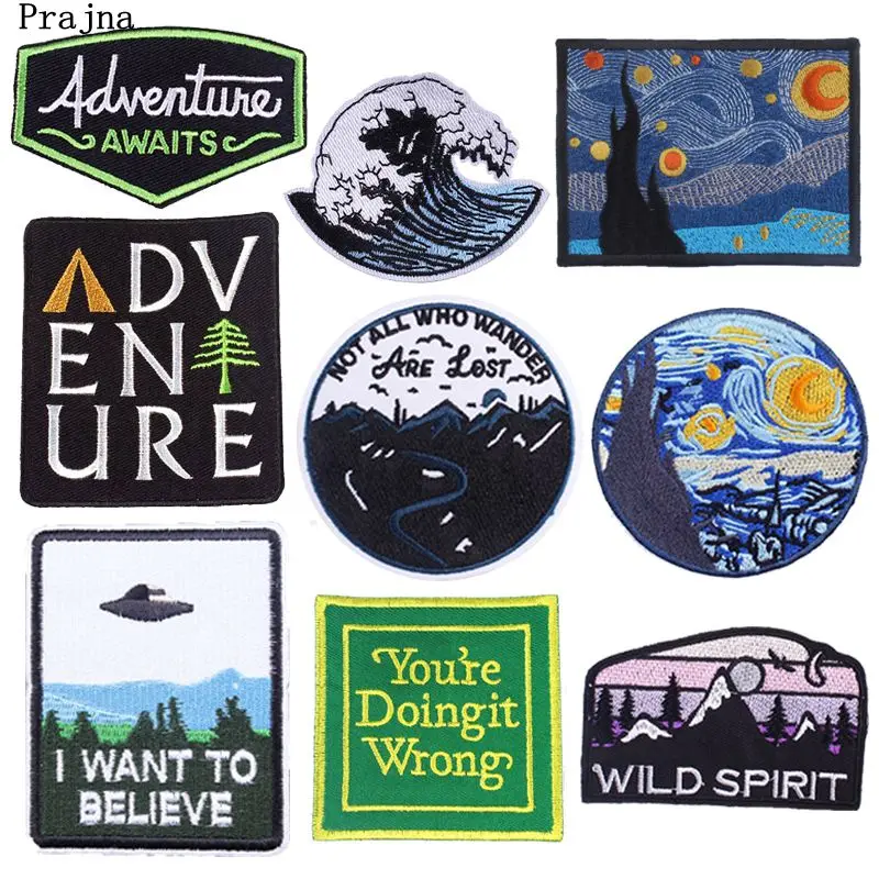Prajna Camping Patch Adventure Iron On Embroidered Patches For Clothing Stripes Mountain Landscape Patches On Clothes DIY Badges
Prajna Camping Patch Adventure Iron On Embroidered Patches For Clothing Stripes Mountain Landscape Patches On Clothes DIY Badges