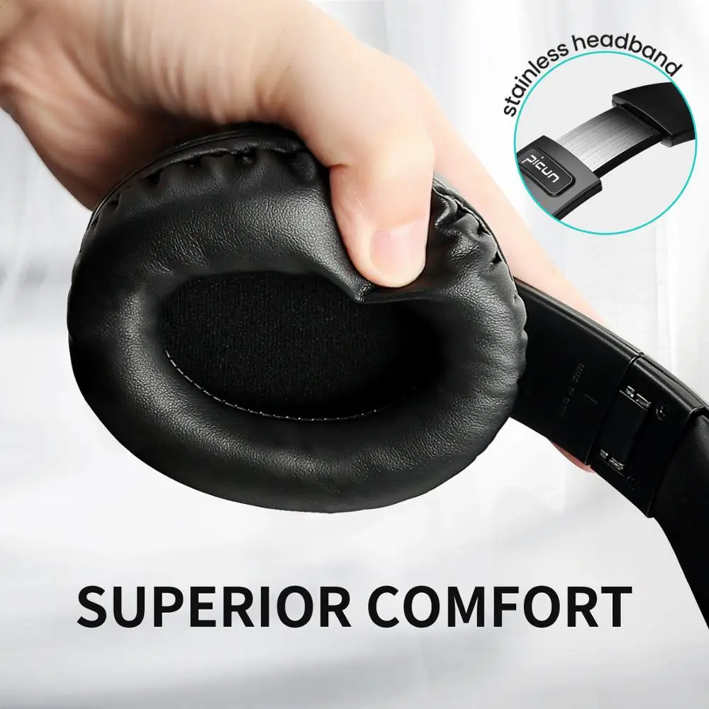 Picun B8 Bluetooth наушники сенсорный Управление Беспроводной с микрофоном за ухо TF
