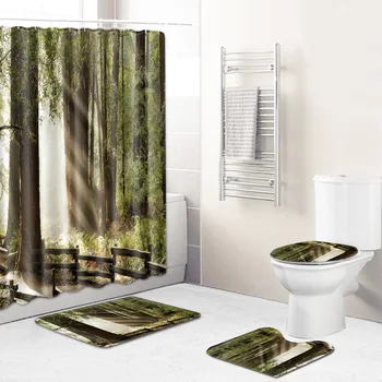 African Style Landscape Polyester Shower Curtain Set Non Slip Rugs Carpet For Bathroom Toilet Flannel Bath Mat Set
African Style Landscape Polyester Shower Curtain Set Non Slip Rugs Carpet For Bathroom Toilet Flannel Bath Mat Set