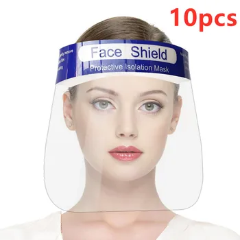 10PCS Transparent Face Shield Safety Protective Masks Anti-Fog Oil-Splash Proof Anti Dust-proof Full Face Mask Dropshipping