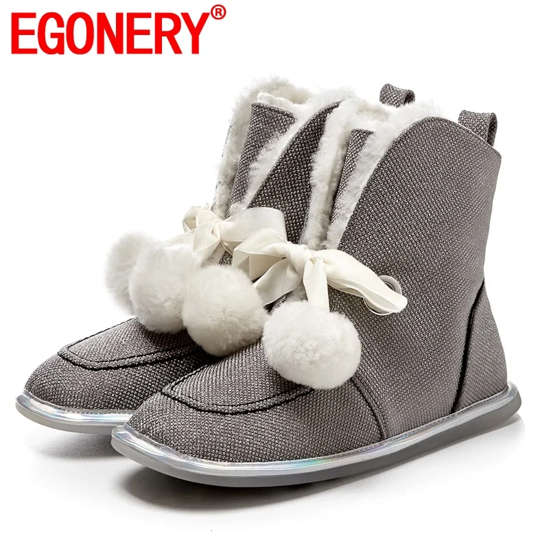 EGONERY woman wool snow boots fashion cute flat women's shoes round toe ankle boots winter autumn Sequin bowtie lace-up booties
EGONERY woman wool snow boots fashion cute flat women's shoes round toe ankle boots winter autumn Sequin bowtie lace-up booties