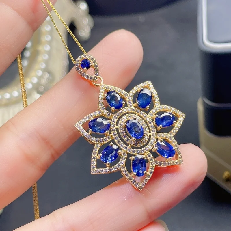 Gemicro Jewelry 100% Natural Sapphire Pendant with Main Stone of 4X6mm*8pcs and S925 Sterling Silver for Lady's Fashionable Wear 
Gemicro Jewelry 100% Natural Sapphire Pendant with Main Stone of 4X6mm*8pcs and S925 Sterling Silver for Lady's Fashionable Wear