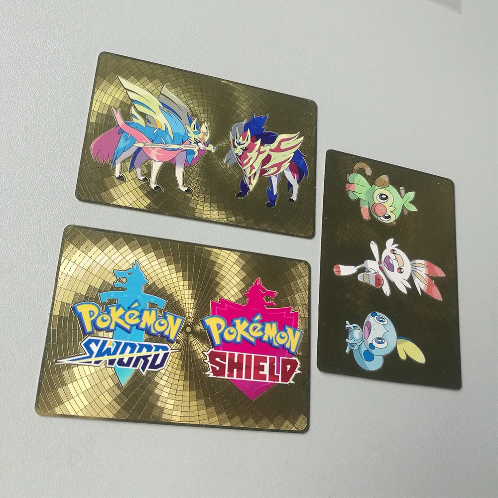 PTCG Pokemon Card Metal Flash Gold Cards Collections TCG Game Sword Shield Scorbunny Grookey Sobble Figure Commemorative Card
PTCG Pokemon Card Metal Flash Gold Cards Collections TCG Game Sword Shield Scorbunny Grookey Sobble Figure Commemorative Card