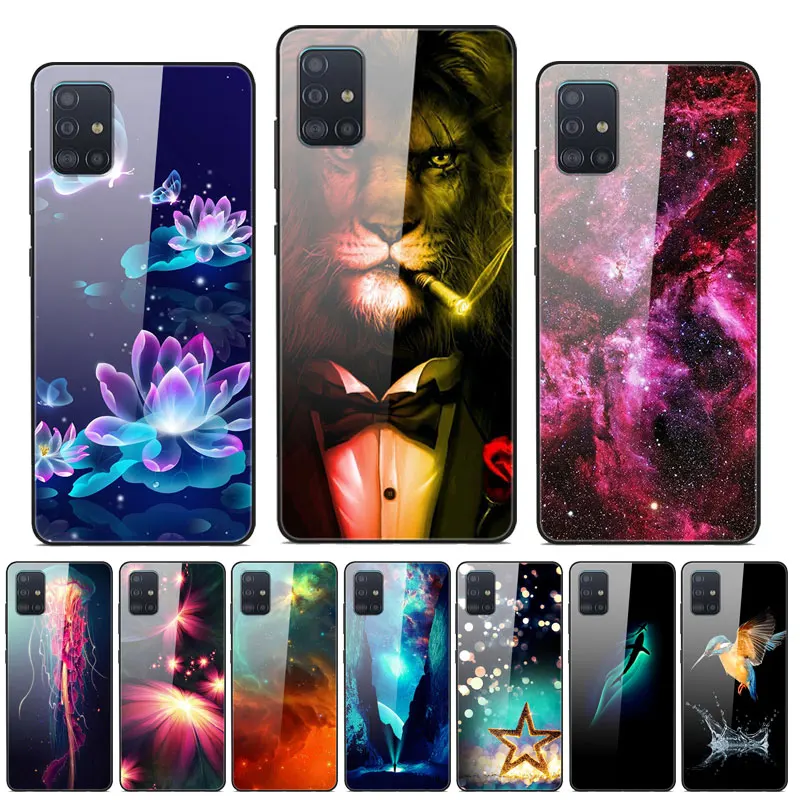 Чехол для Samsung A51 чехол из закаленного стекла с принтом Жесткий Galaxy A515F телефона