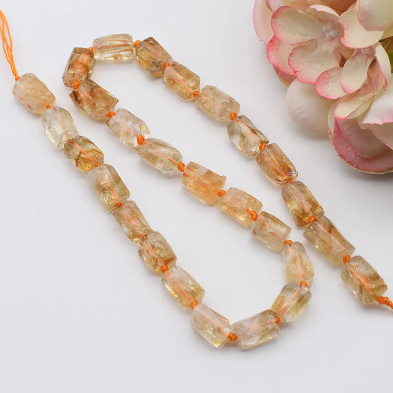 

9-10mm Natural citrine irregular stone beads For DIY Necklace Jewelry Making Loose 15" Free Shipping