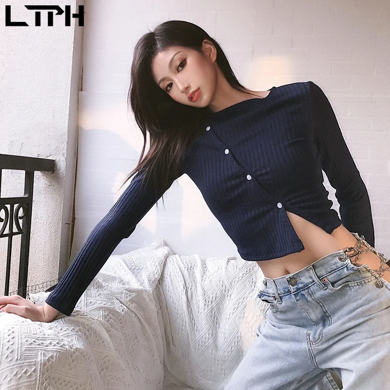 LTPH 2020 Autumn new arrival button cardigan O-Neck Long sleeve woman tshirts Short OL England style Solid color Bottoming Shirt
LTPH 2020 Autumn new arrival button cardigan O-Neck Long sleeve woman tshirts Short OL England style Solid color Bottoming Shirt