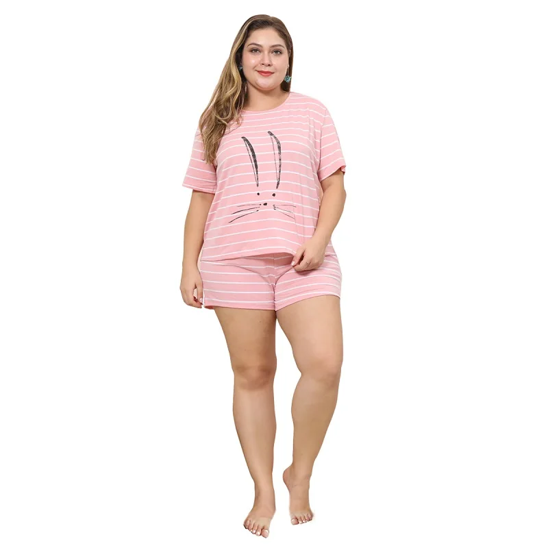 WHZHM Summer Plus Size 3XL 4XL Pink Sets Women Casual Two Pcs Printed Casual Tops and Short Pants Loose Striped Sets Ladies
WHZHM Summer Plus Size 3XL 4XL Pink Sets Women Casual Two Pcs Printed Casual Tops and Short Pants Loose Striped Sets Ladies