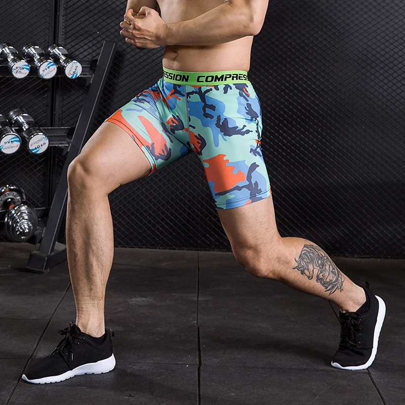 Фото Gym Short Leggings Men Compression Crossfit Shorts Mens Running Camouflage Bermuda Jogging Bodybuilding Tights MMA | Спорт и
