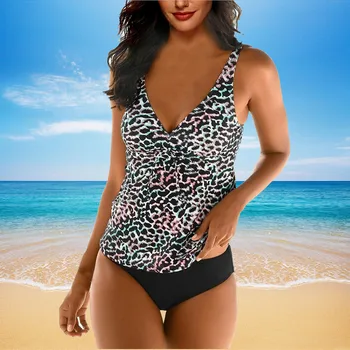 Women's plus size Swimsuit Push-up Leopard Tankini Swimsuit Set Swimsuit Print V-Neck Beach Wear Two-piece Sling Swimsuit 1/2
Women's plus size Swimsuit Push-up Leopard Tankini Swimsuit Set Swimsuit Print V-Neck Beach Wear Two-piece Sling Swimsuit 1/2