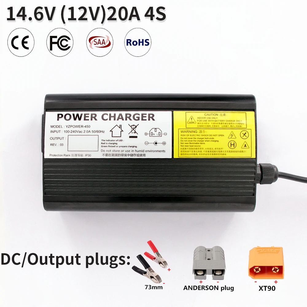 4S 14 6 в 20A Lifepo4 зарядное устройство для 12V 40AH 60AH 80AH 100AH Аккумуляторный блок