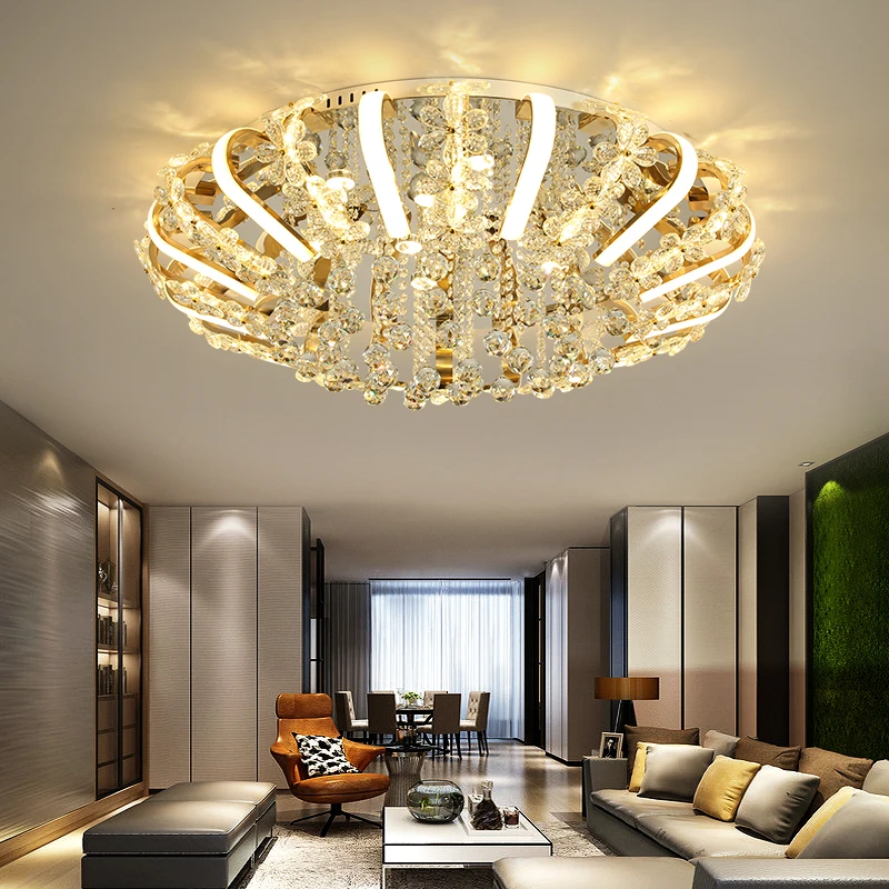 Light luxury post modern simple crystal led ceiling lamp circular living room bedroom luxury ceiling lamp creative lighting
Light luxury post modern simple crystal led ceiling lamp circular living room bedroom luxury ceiling lamp creative lighting