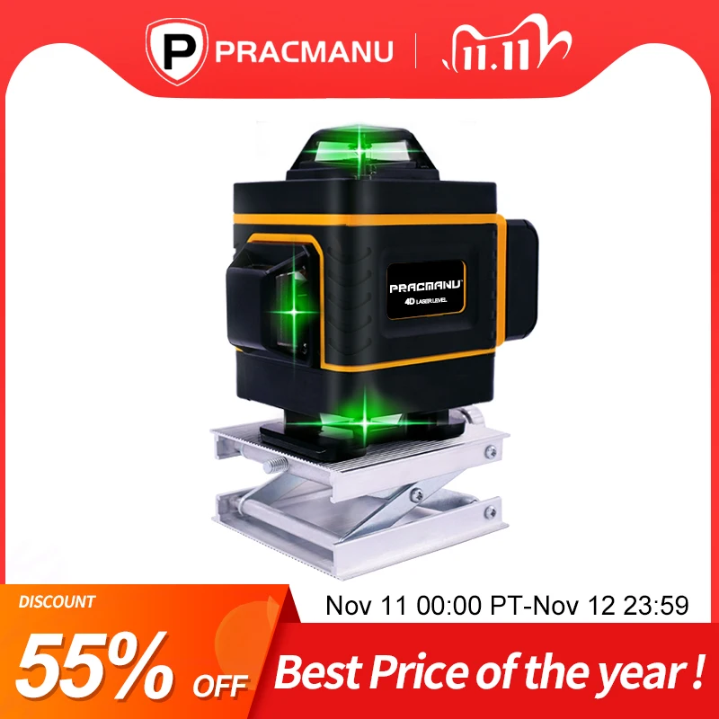 PRACMANU 16 Lines 4D Laser Level Level Self-Leveling 360 Horizontal And Vertical Cross Super Powerful Green Laser Level
PRACMANU 16 Lines 4D Laser Level Level Self-Leveling 360 Horizontal And Vertical Cross Super Powerful Green Laser Level