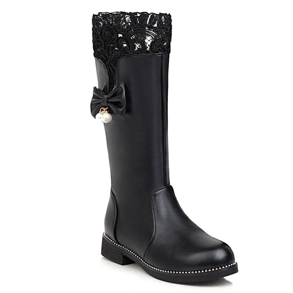 Super Small Size Lace Trim Pink Mid-Calf Boots Low-Heeled Bowknot Student Women’S Boots PU Pearl Cute Winter White Warm Shoes
Super Small Size Lace Trim Pink Mid-Calf Boots Low-Heeled Bowknot Student Women’S Boots PU Pearl Cute Winter White Warm Shoes