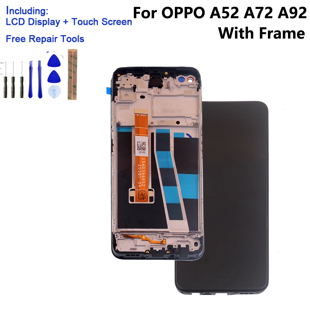 С рамкой для Oppo A72 A92 A52 2020 Оригинальный ЖК-дисплей кодирующий преобразователь