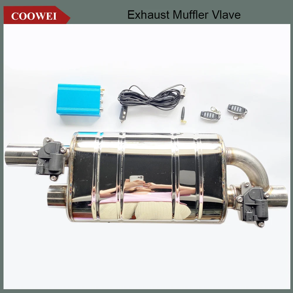 

51/63/76MM Electric Valve Muffler Valve Silencer 1 inlet 2 outlet Electric Exhaust Cutout Valve Remote Control