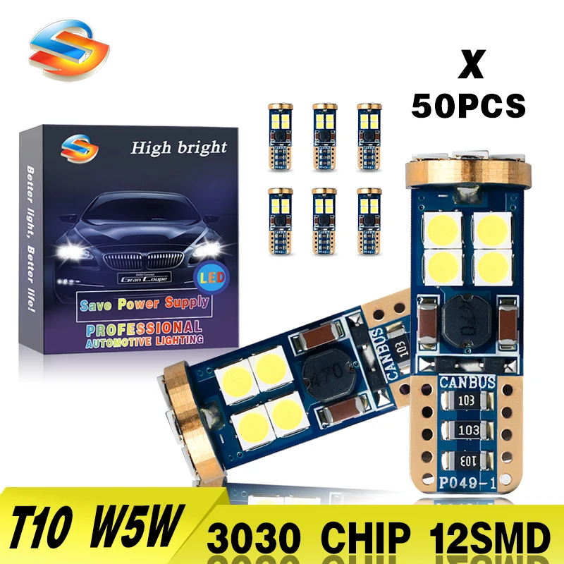 50x Wholesale T10 W5W LED Light Bulb 3030 12SMD Canbus No Error Car Interior Lighting for License Plate Clearance Lamp White 12V
50x Wholesale T10 W5W LED Light Bulb 3030 12SMD Canbus No Error Car Interior Lighting for License Plate Clearance Lamp White 12V