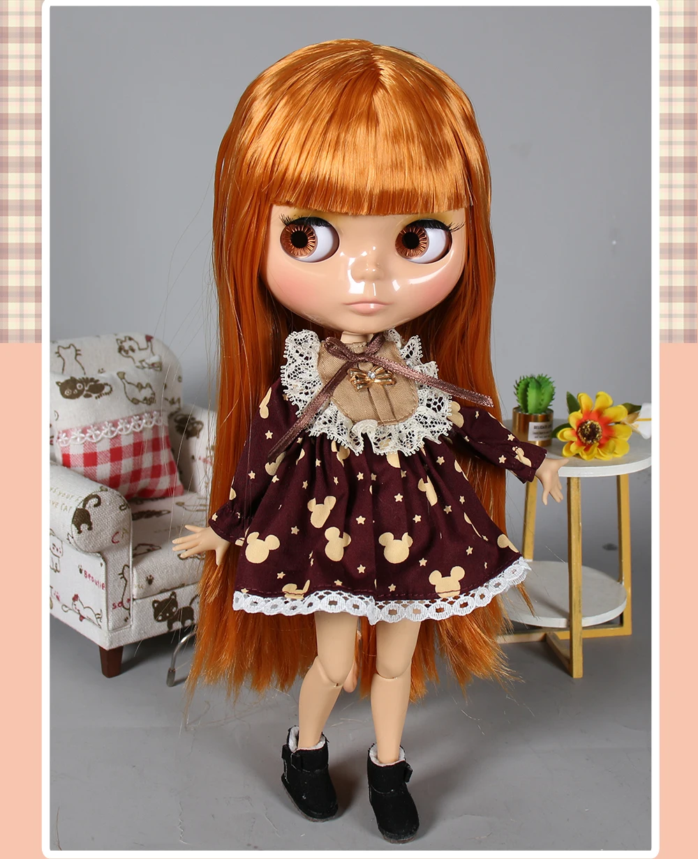 Linda – Premium Custom Neo Blythe Doll with Ginger Hair, Tan Skin & Shiny Cute Face 3 Linda – Premium Custom Neo Blythe Doll with Ginger Hair, Tan Skin & Shiny Cute Face 3