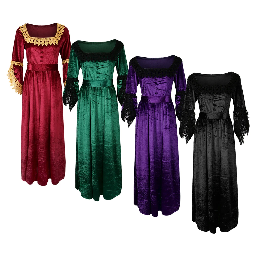 Women Retro Medieval Victorian Ball Dresses Renaissance Maiden Costume Flare Sleeve Swing Dress Women Retro Medieval Victorian Ball Dresses Renaissance Maiden Costume Flare Sleeve Swing Dress