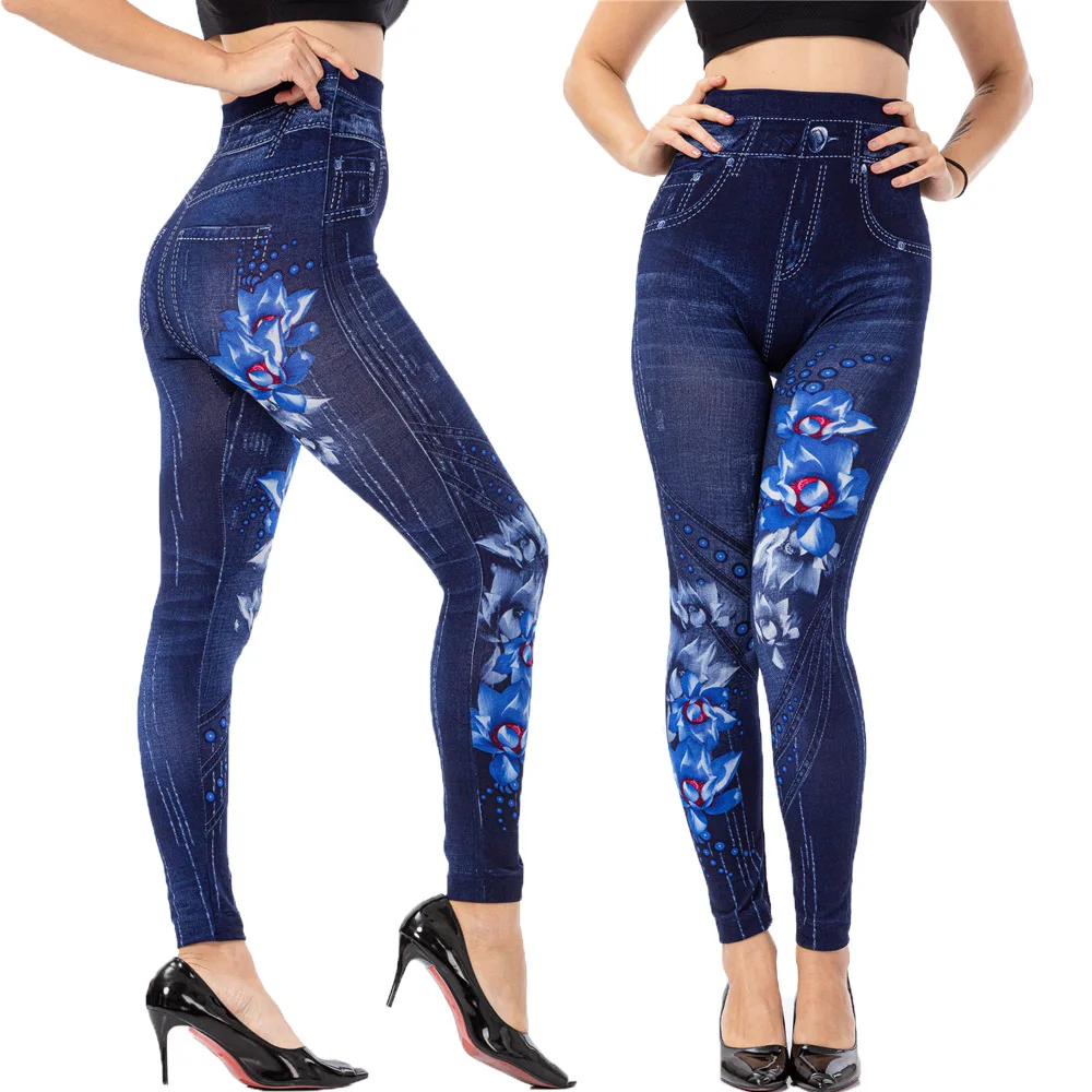 Trendy Blue Flower Imitation Jeans Women Autumn and Summer Slim Hip Long Leggings Super 9/10 Stretch Pants for Sexy Streetwear
Trendy Blue Flower Imitation Jeans Women Autumn and Summer Slim Hip Long Leggings Super 9/10 Stretch Pants for Sexy Streetwear