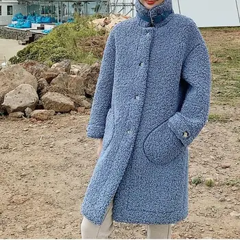 Winter Women Korean Elegant Coat Solid Long Sleeve Wool Coats And Jackets Women Warm Lambswool Coat
Winter Women Korean Elegant Coat Solid Long Sleeve Wool Coats And Jackets Women Warm Lambswool Coat