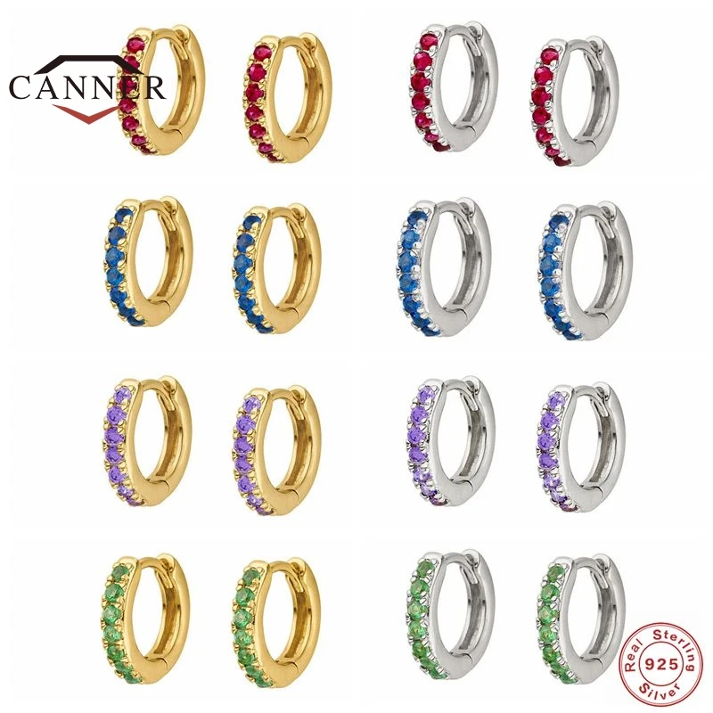 CANNER 925 Sterling Silver Round Color Zircon Trend Hoop Eearrings For Women Ear Piercing Earring Earings Jewelry Pendientes
CANNER 925 Sterling Silver Round Color Zircon Trend Hoop Eearrings For Women Ear Piercing Earring Earings Jewelry Pendientes