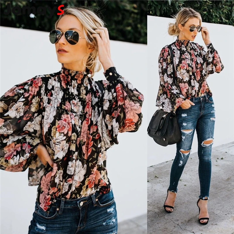 Autumn Winter Vadim Women Blouses Floral Print Loose Shirts Hight Collar Long Lantern Sleeve Vintage Ladies Tops Femme Blusa
Autumn Winter Vadim Women Blouses Floral Print Loose Shirts Hight Collar Long Lantern Sleeve Vintage Ladies Tops Femme Blusa