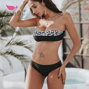 Pocket Girl 2020 Female Leopard Print Bikini Set Brazilian Woman Swimwear Hollow Out Lady Patchwork Beachwear Bandeau Swimsuit
Pocket Girl 2020 Female Leopard Print Bikini Set Brazilian Woman Swimwear Hollow Out Lady Patchwork Beachwear Bandeau Swimsuit