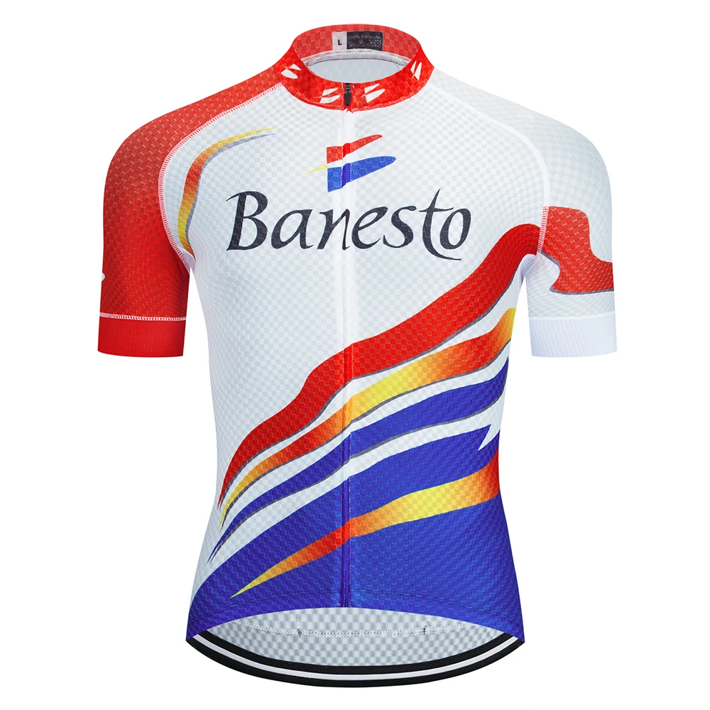 

Banesto Men Cycling Jersey 2020 Short Sleeve MTB Road Bike Jersey Stripe Breathable Mountain Bicycle Jersey Maillot Ciclismo