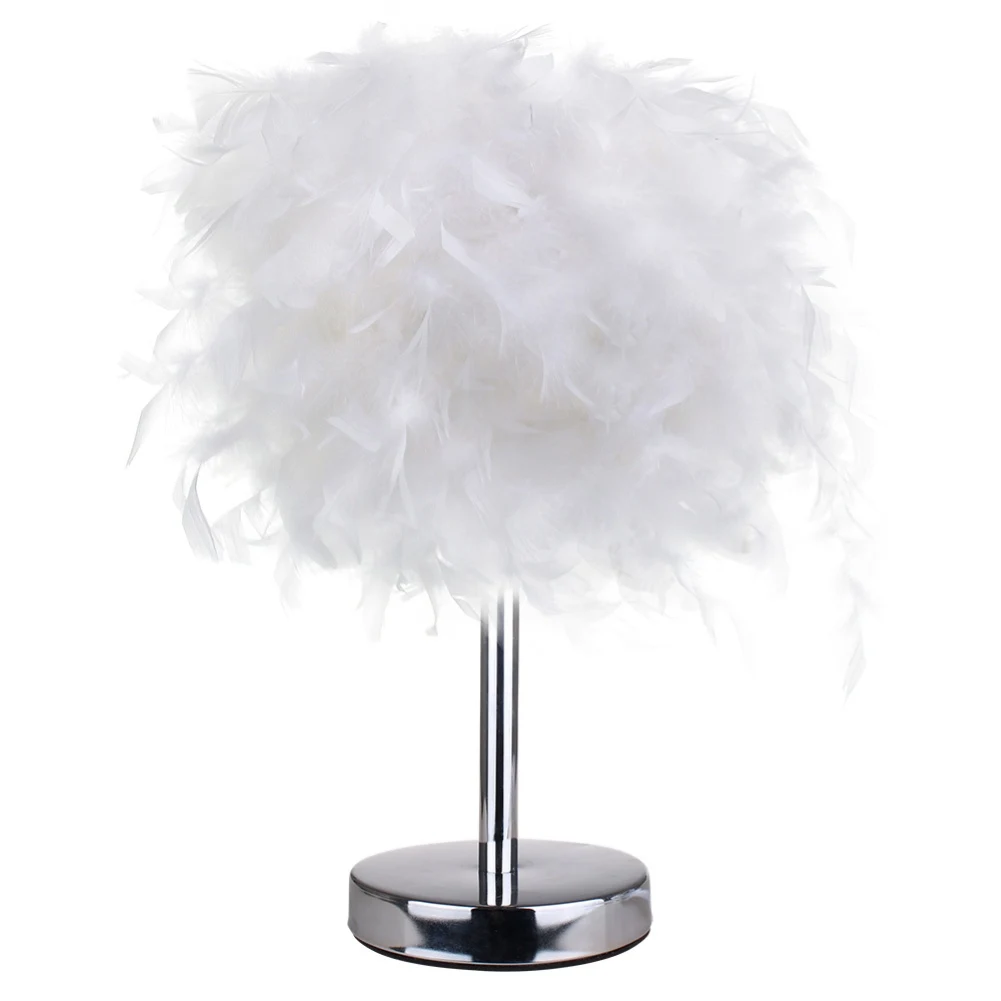 Generic LED Night Romantic Feather Lampshade LED Lights Table Lamp