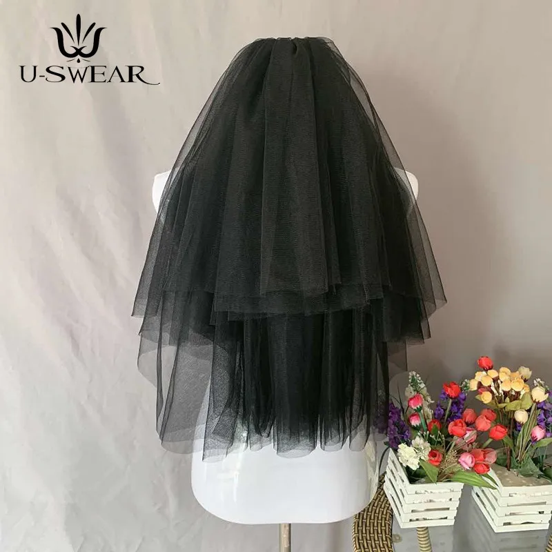 Retro Gothic Muslim Bride Veil Black Tulle Dress Women Multi-layer Yarn Black Simple Bride Short Black Wedding Veils
Retro Gothic Muslim Bride Veil Black Tulle Dress Women Multi-layer Yarn Black Simple Bride Short Black Wedding Veils