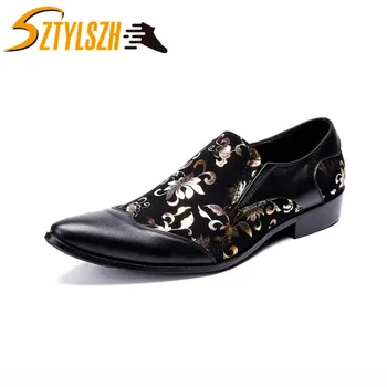 High Quality Luxury Mens Dress Shoes Genuine Leather Black Wedding Shoes Pointed Toe Floral Print Men Flats Office Formal Shoes
High Quality Luxury Mens Dress Shoes Genuine Leather Black Wedding Shoes Pointed Toe Floral Print Men Flats Office Formal Shoes