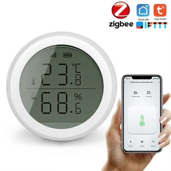 Tuya Smart Zigbee Temperature Humidity Sensor with LCD Screen High Accuracy T&H Sensor Work with Gateway Hub Home Automation
Tuya Smart Zigbee Temperature Humidity Sensor with LCD Screen High Accuracy T&H Sensor Work with Gateway Hub Home Automation