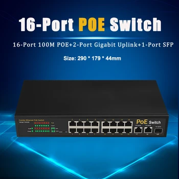 16-Port POE Ethernet Switch+2-Port Gigabit Uplink+1SFP VLAN Fast Switch with Metal Shell For Monitoring Camera Power Supply 250M
16-Port POE Ethernet Switch+2-Port Gigabit Uplink+1SFP VLAN Fast Switch with Metal Shell For Monitoring Camera Power Supply 250M