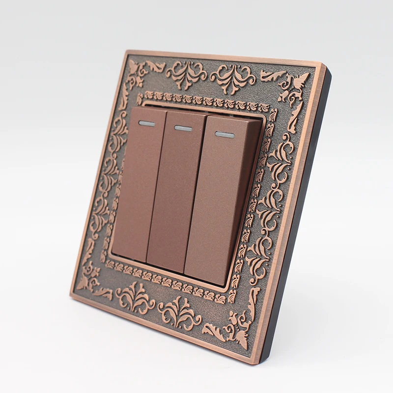 Zinc Alloy Metal Panel 3 Gang 1 Way Wall Switch 4D Embossing Retro Luxury On / Off Light Switch 16A AC 110~250V
Zinc Alloy Metal Panel 3 Gang 1 Way Wall Switch 4D Embossing Retro Luxury On / Off Light Switch 16A AC 110~250V