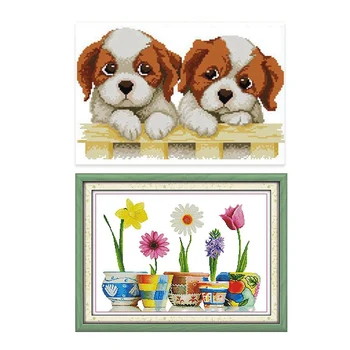 2 Set Cross Stitch Hand Embroidery : 1 Set DIY Five Vases 14 Count 62 X 46 Cm with 1 Set 11CT Two Puppy Patterns Cross Stitch 46
2 Set Cross Stitch Hand Embroidery : 1 Set DIY Five Vases 14 Count 62 X 46 Cm with 1 Set 11CT Two Puppy Patterns Cross Stitch 46