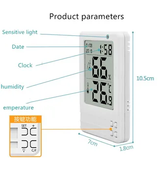 Intelligent automatic backlight luminous electronic digital temperature and humidity meter household thermometer indoor dry hygr
Intelligent automatic backlight luminous electronic digital temperature and humidity meter household thermometer indoor dry hygr
