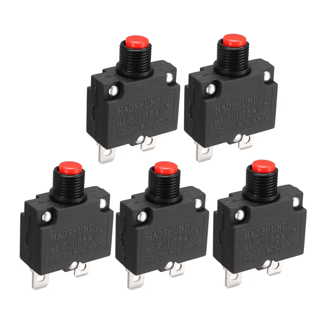 

uxcell 5 Pcs AC 125V/250V 15A Push Button Overload Circuit Breaker Protector Repair Part for Air Compressor